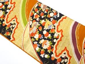 アンティーク　山並に菊模様織り出し袋帯（着用可）